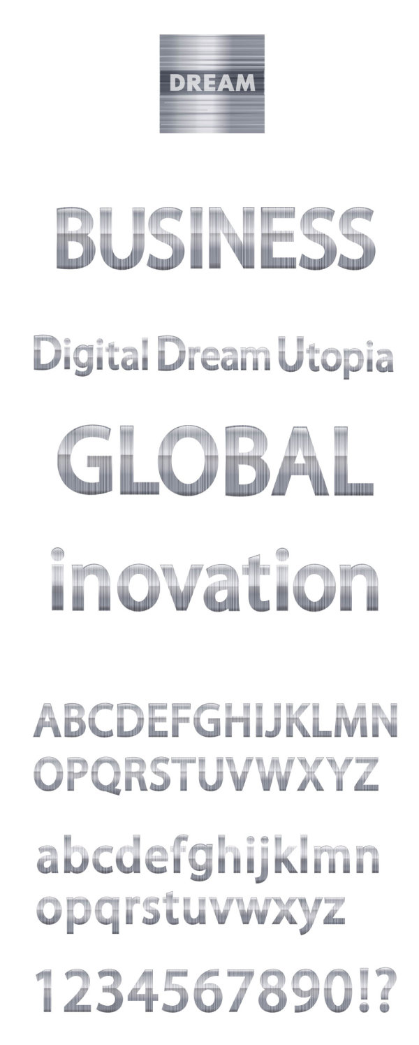 Metal texture of the letters of the alphabet vector material