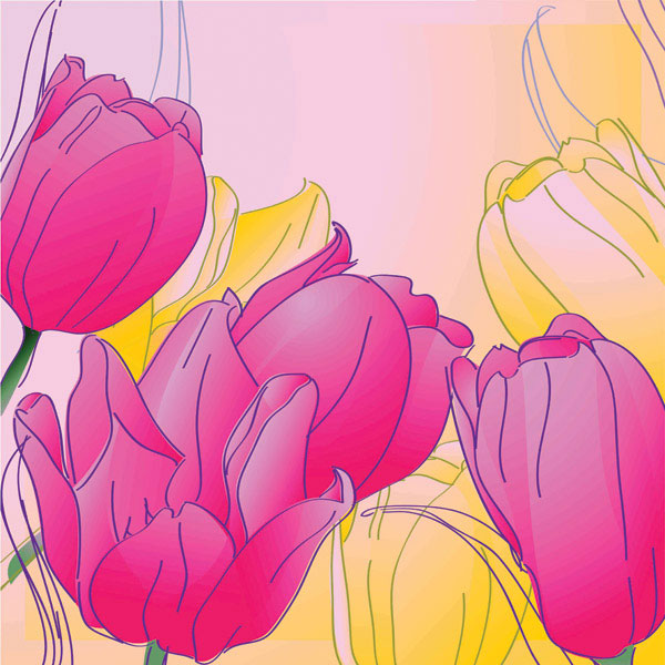 Hand-painted tulips vector material -2