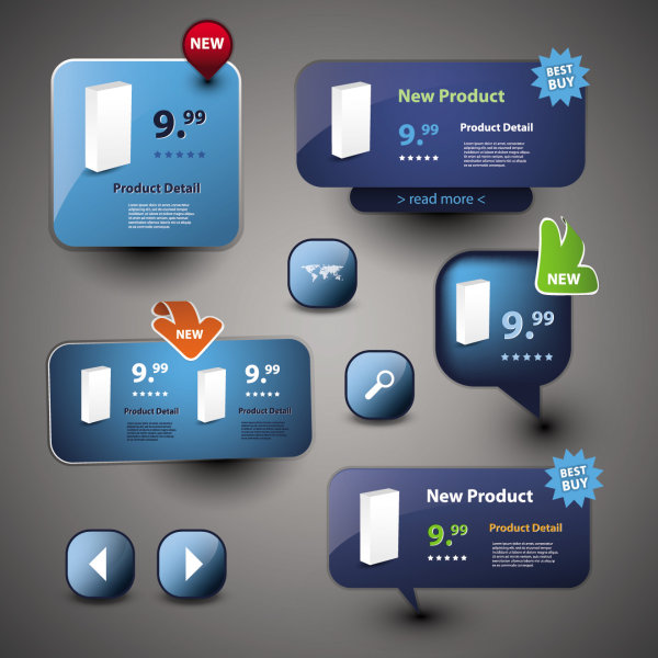 Beautiful icon button 03 - vector