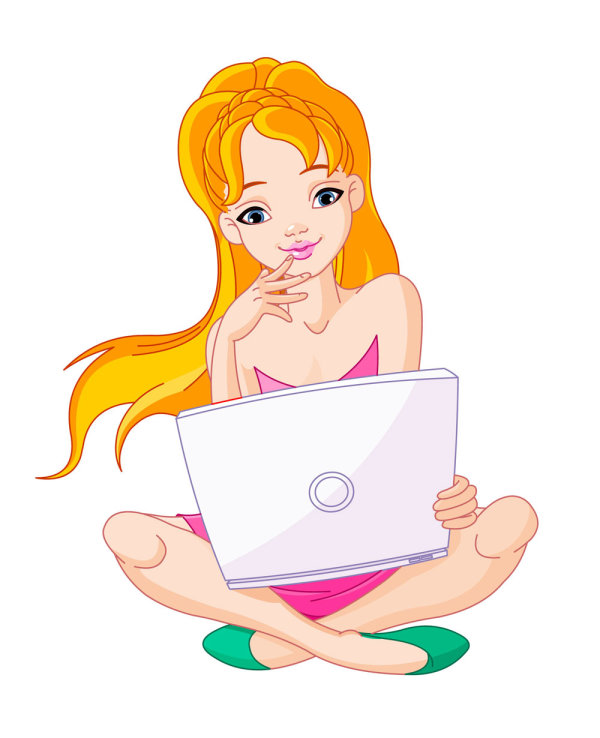 Girl and computer 02 - vector