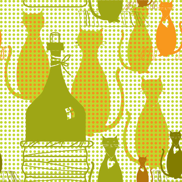 Cat cartoon background 02-- vector material