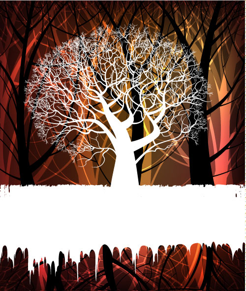 Tree silhouette background 02 - vector