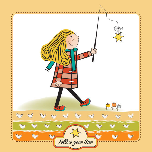 Cartoon children's illustrator 01 - vector material