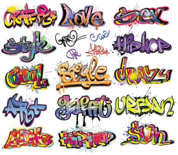 Graffiti fonts beautifully designed 01 - vector material