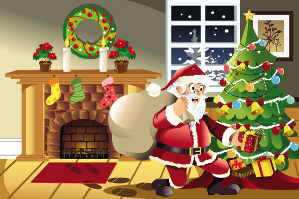 Christmas scene illustrator 02 - vector material