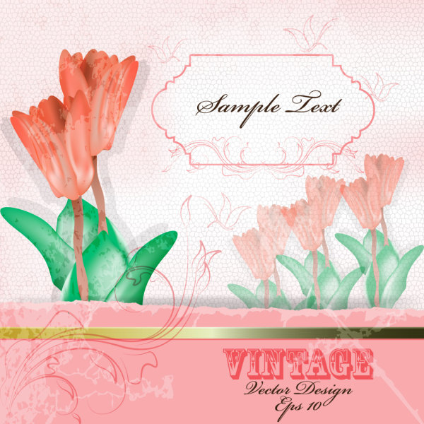 Warm flowers background 04 - vector material