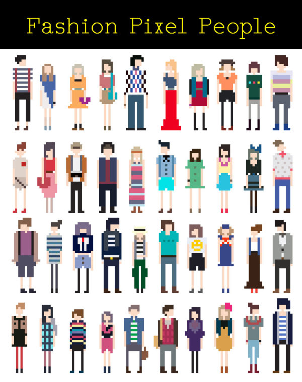 Cartoon character pixel art 03 - vector material