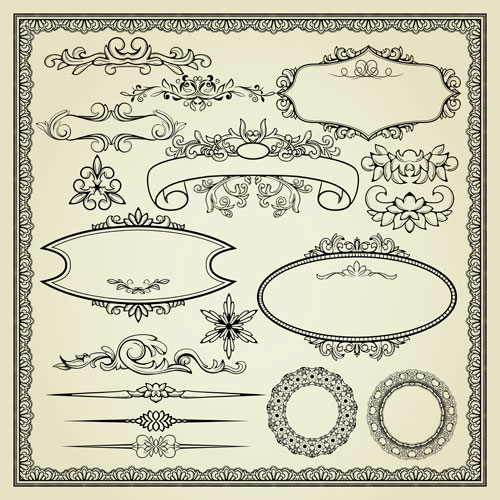 European-style lace pattern 04 - vector material