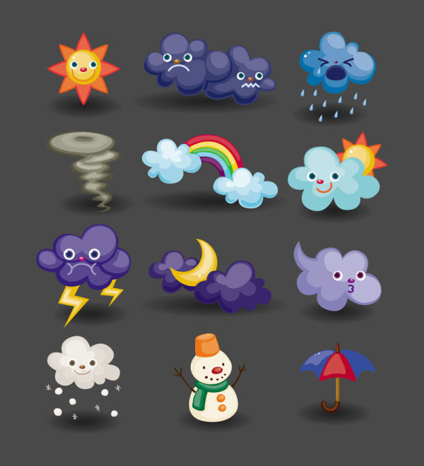 Cartoon weather icon 04 - vector
