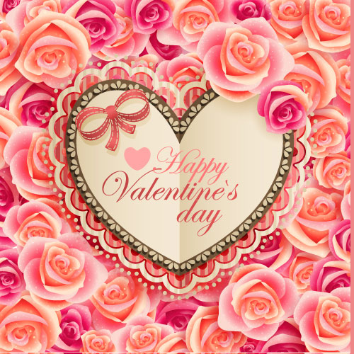 Old-fashioned Valentine's Day card 02 - Vector material
