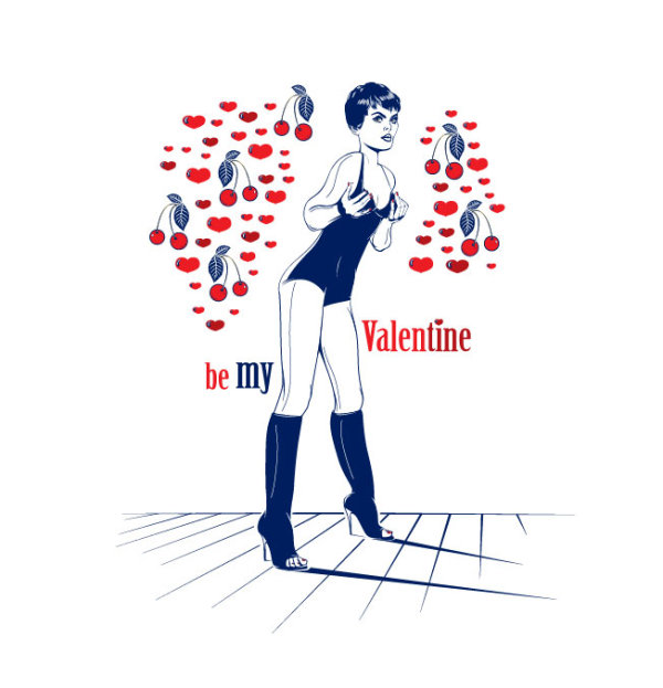 Cartoon line art figures 03 - vector material