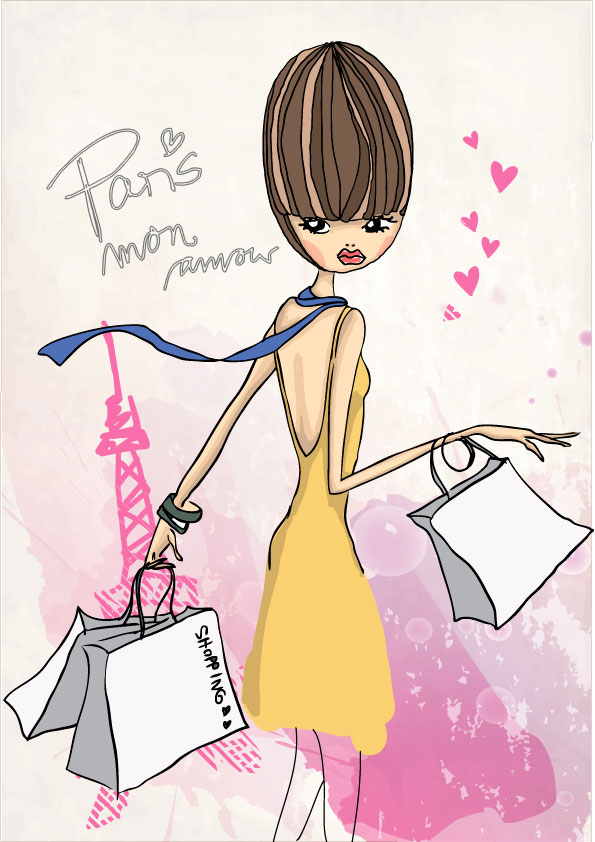 Fashion Shopping Girl 04 - vector material