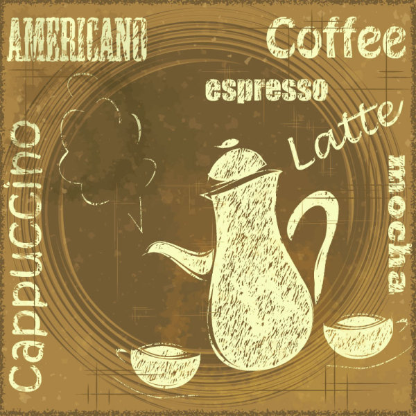 Retro coffee line art 01 - vector material
