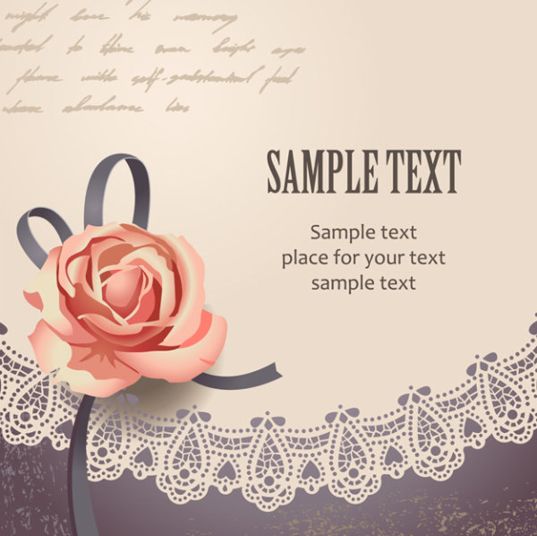 Vintage Roses Card text template vector material -2