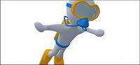 3D Tu little diving picture material
