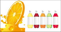 Orange juice bottles and empty vector material