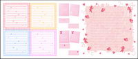 Writing pads, heart-shaped vector material