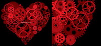 Gear formed by the large peach heart vector material