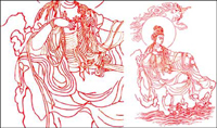 Guanyin Bodhisattva line drawing vector material