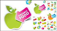 Cute stickers of fruits and vegetables Vector