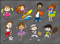 Sports cartoon character vector material