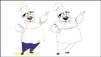 Cartoon characters chef 08-- vector material