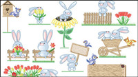 Cute bunny Easter eggs Vector -2