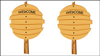 Cartoon wood sign 05 - vector