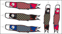 Japanese carp flags vector material