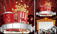 Movies, drinks, popcorn vector