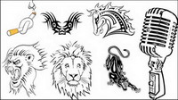 Totem, tattoos, cigarettes, horse, lionhead, leopard vector