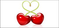 Heart-shaped cherry vector
