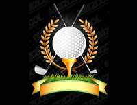 Golf, golf clubs, wheat vector