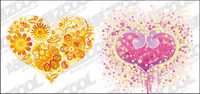 Heart-shaped flower vector material