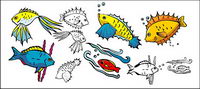 Various cartoon fish