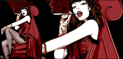 Vector smoking woman