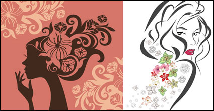 Flower Vector Women in Profile