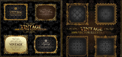 European wood gold frame Vector