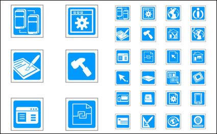 Blue Vector Technology exquisite icons - vector material