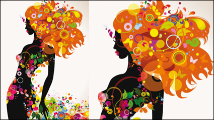 Fashionable beauty silhouette 02 - vector