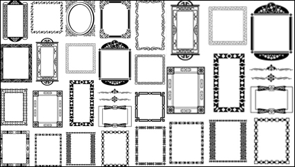 Black and white border corner patterns 01 - Vector