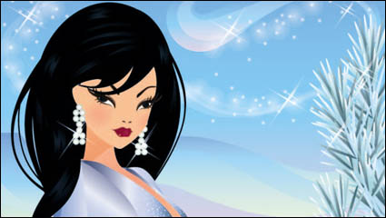 Four Seasons Beauty Cartoon 01 - vector material