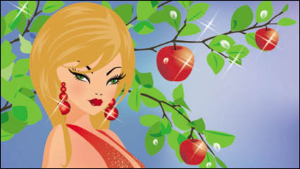 The cartoon Four Seasons beautiful 03 - vector material