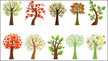 A variety of lovely trees vector material