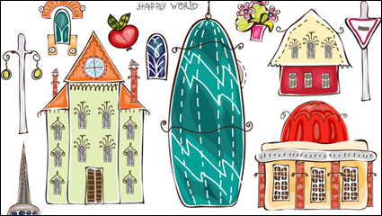 Cartoon city element vector material -3