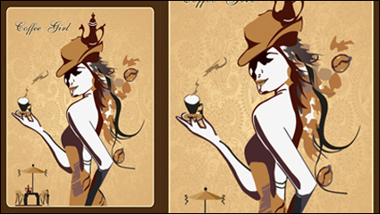 Coffee girl vector material