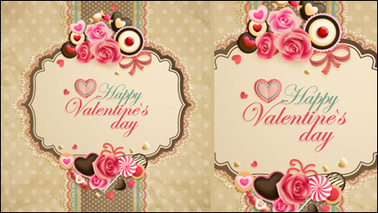 Old-fashioned valentine cards Vector -05