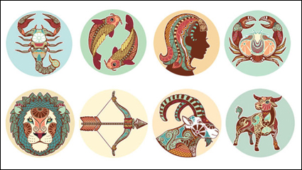 The twelve constellations illustrator patterns - Vector