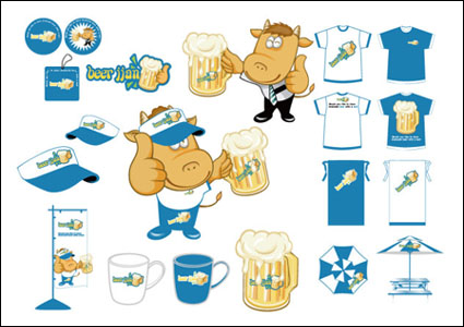 Beer and beer glasses vector