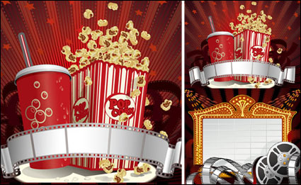 Movies, drinks, popcorn vector